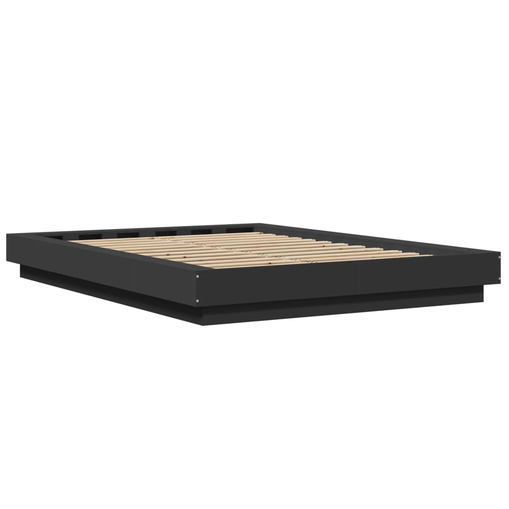 Cadre de lit avec lumières LED sans matelas noir 120x200 cm