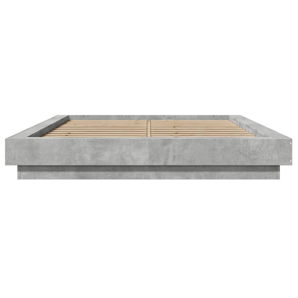 Cadre de lit et lumières LED sans matelas gris béton 120x200 cm