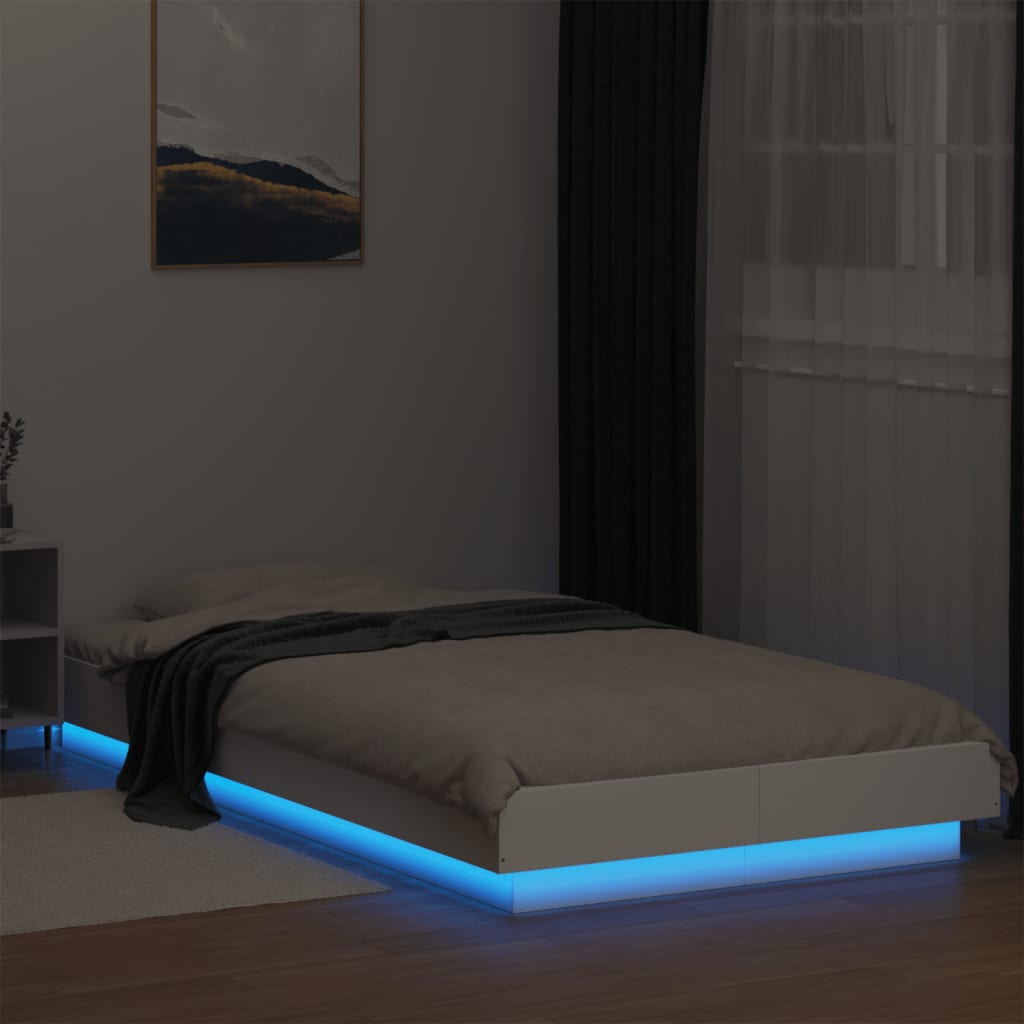 Cadre de lit avec lumières LED sans matelas blanc 100x200 cm