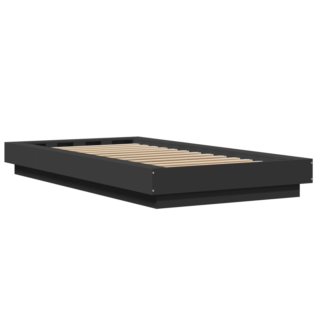 Cadre de lit avec lumières LED sans matelas noir 100x200 cm