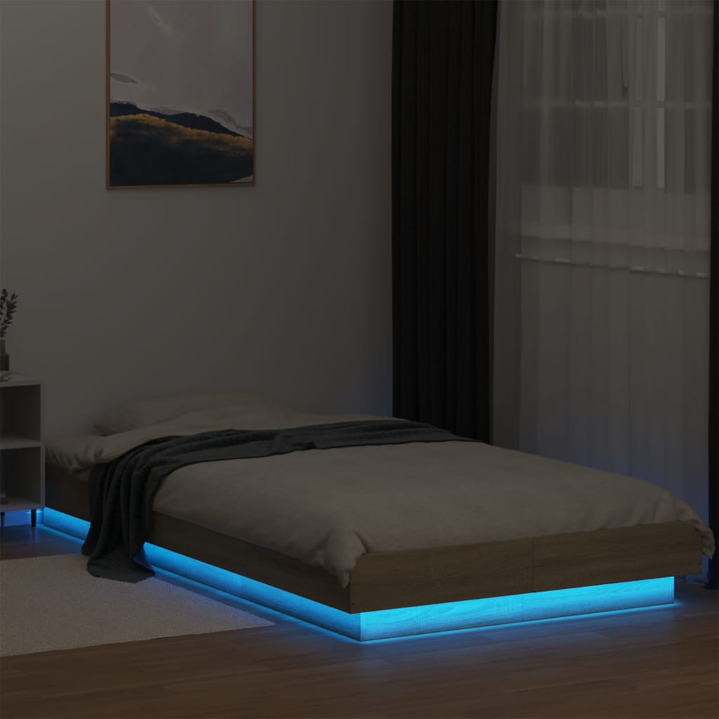 Cadre de lit avec lumières LED sans matelas 100x200 cm