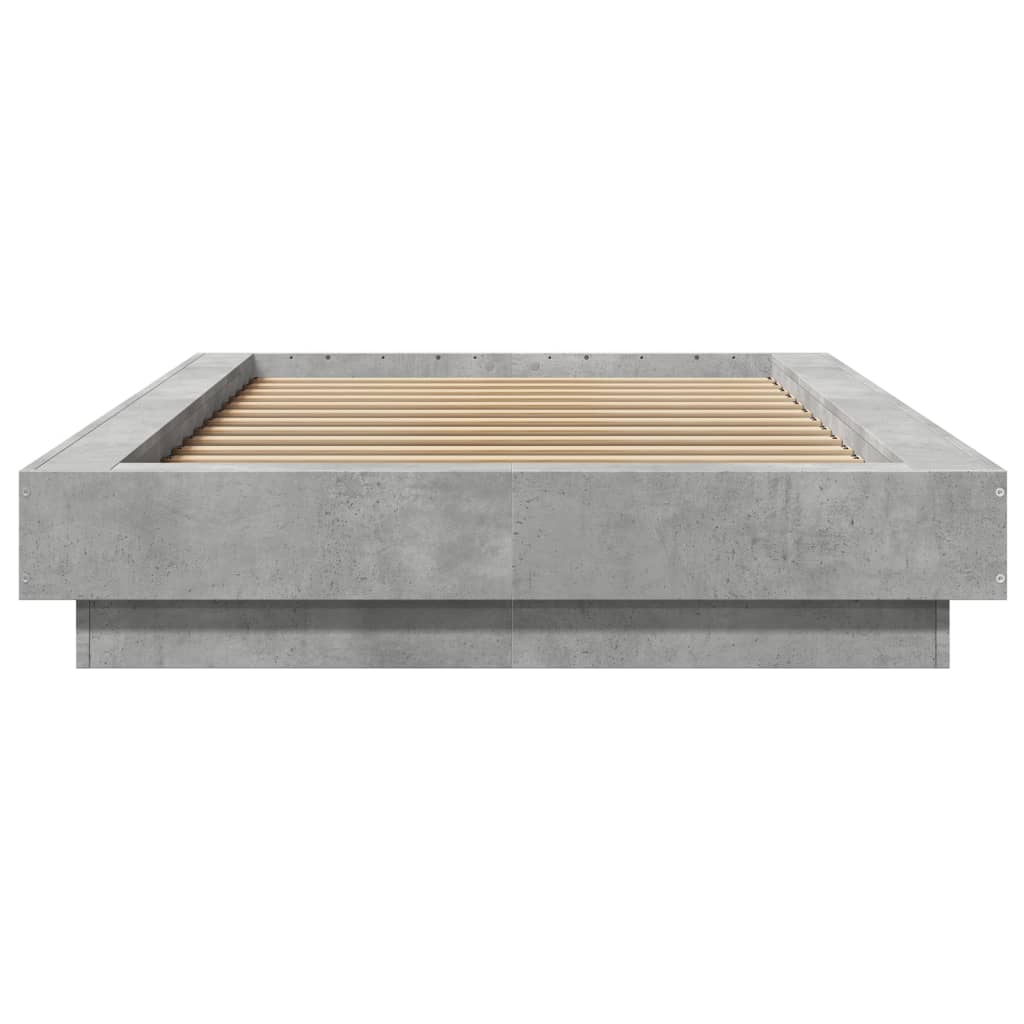 Cadre de lit et lumières LED sans matelas gris béton 100x200 cm