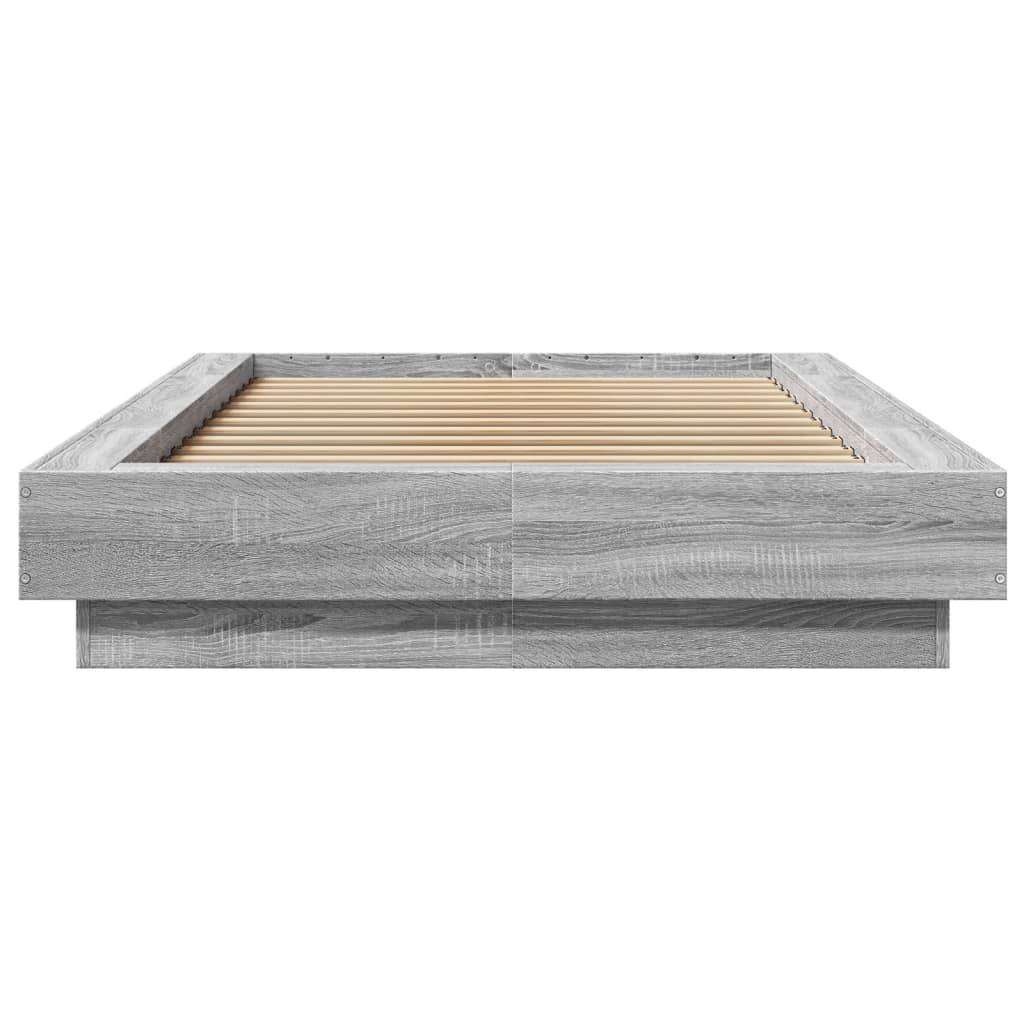 Cadre de lit et lumières LED sans matelas sonoma gris 100x200cm