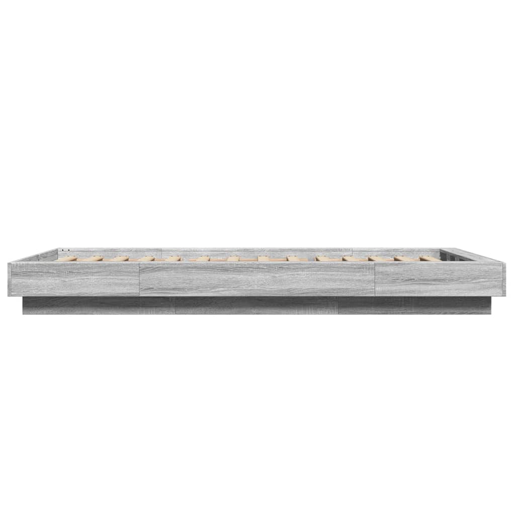 Cadre de lit et lumières LED sans matelas sonoma gris 100x200cm