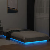 Cadre de lit et lumières LED sans matelas gris béton 90x200 cm