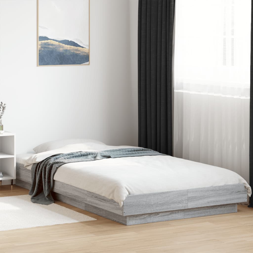 Cadre de lit et lumières LED sans matelas sonoma gris 90x200 cm