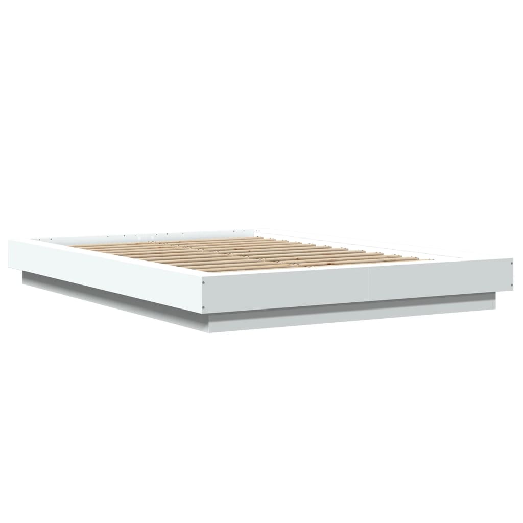 Cadre de lit avec lumières LED sans matelas blanc 140x190 cm