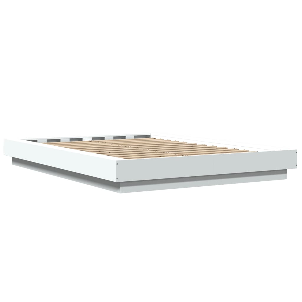 Cadre de lit avec lumières LED sans matelas blanc 140x190 cm