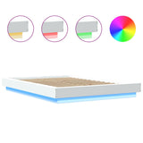 Cadre de lit avec lumières LED sans matelas blanc 140x190 cm