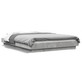 Cadre de lit et lumières LED sans matelas gris béton 140x190 cm