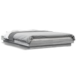 Cadre de lit et lumières LED sans matelas sonoma gris 140x190cm