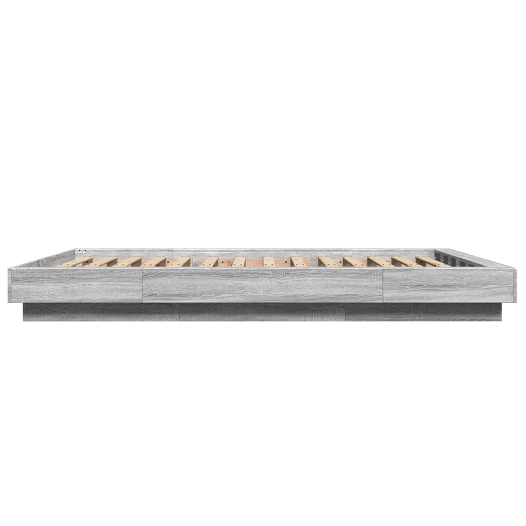 Cadre de lit et lumières LED sans matelas sonoma gris 140x190cm