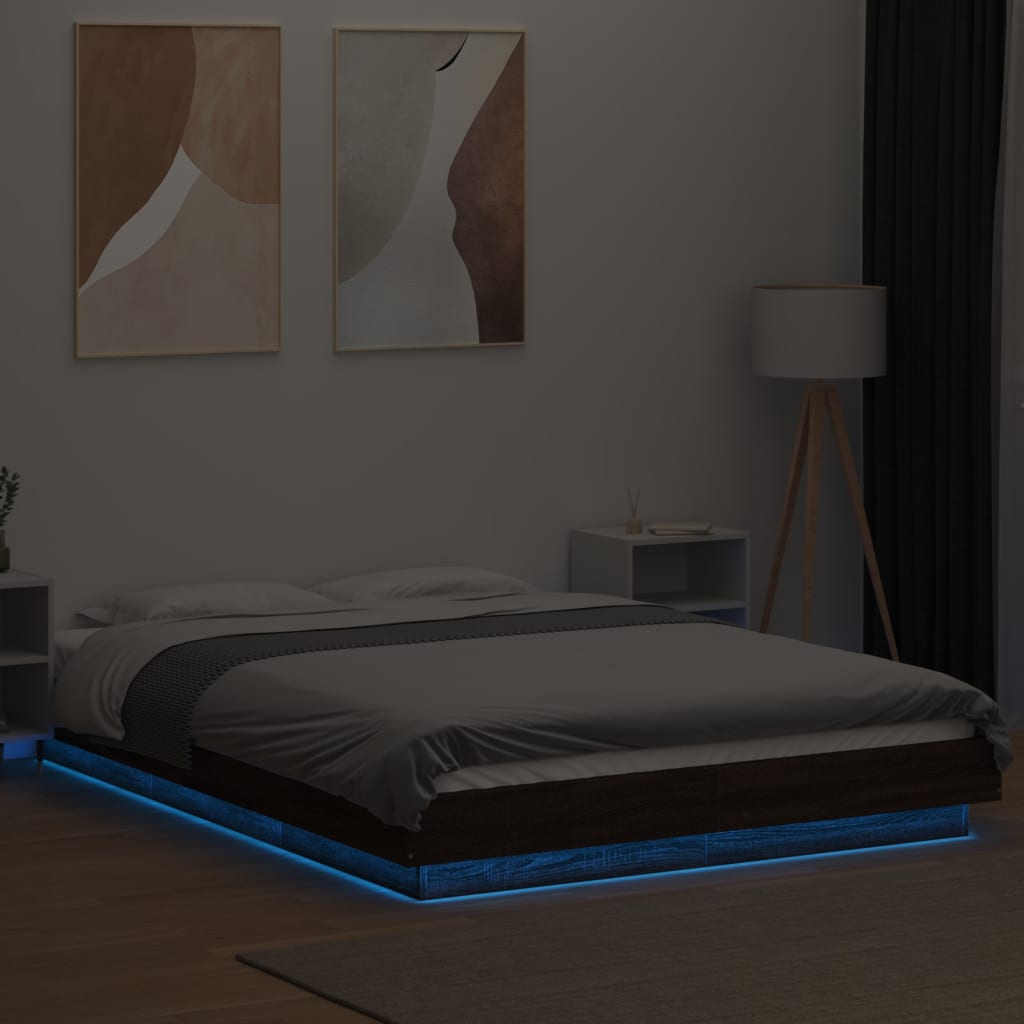 Cadre de lit avec lumières LED sans matelas 140x190 cm