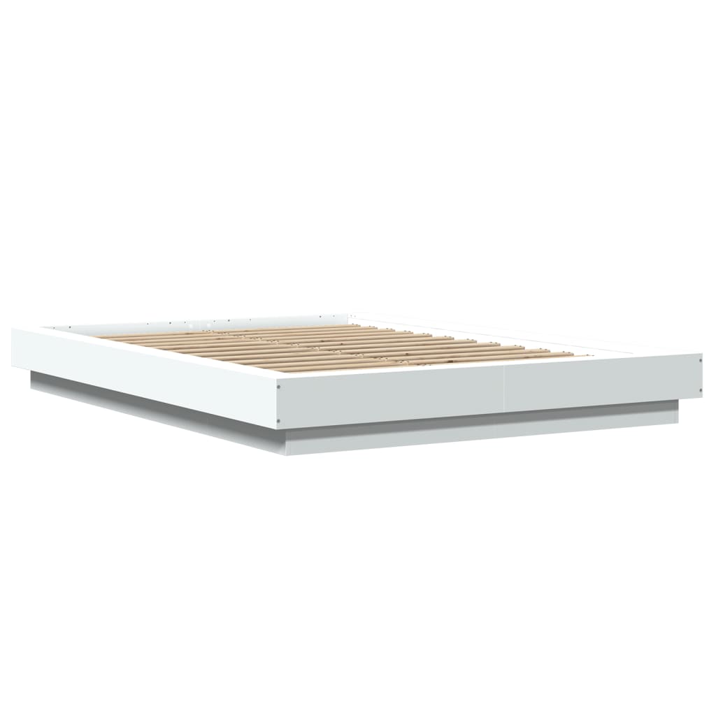 Cadre de lit avec lumières LED sans matelas blanc 135x190 cm