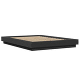 Cadre de lit avec lumières LED sans matelas noir 135x190 cm