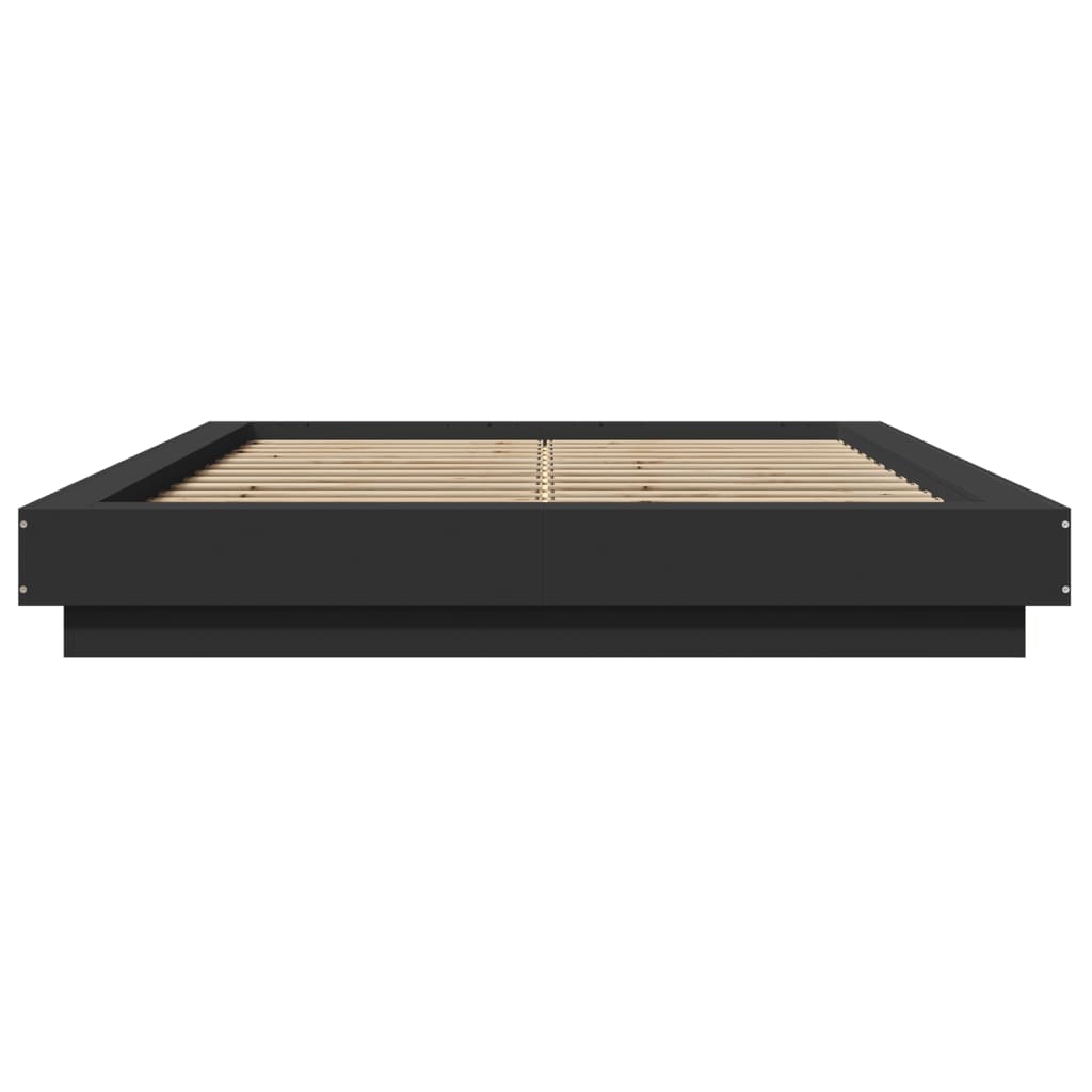 Cadre de lit avec lumières LED sans matelas noir 135x190 cm