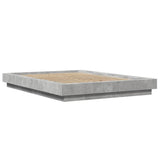 Cadre de lit et lumières LED sans matelas gris béton 135x190 cm