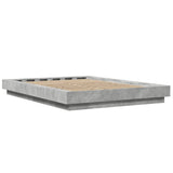 Cadre de lit et lumières LED sans matelas gris béton 135x190 cm