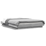 Cadre de lit et lumières LED sans matelas sonoma gris 135x190cm