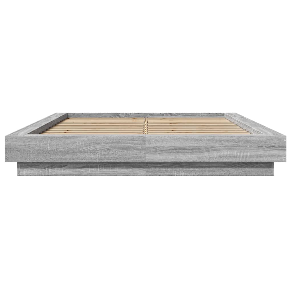 Cadre de lit et lumières LED sans matelas sonoma gris 135x190cm