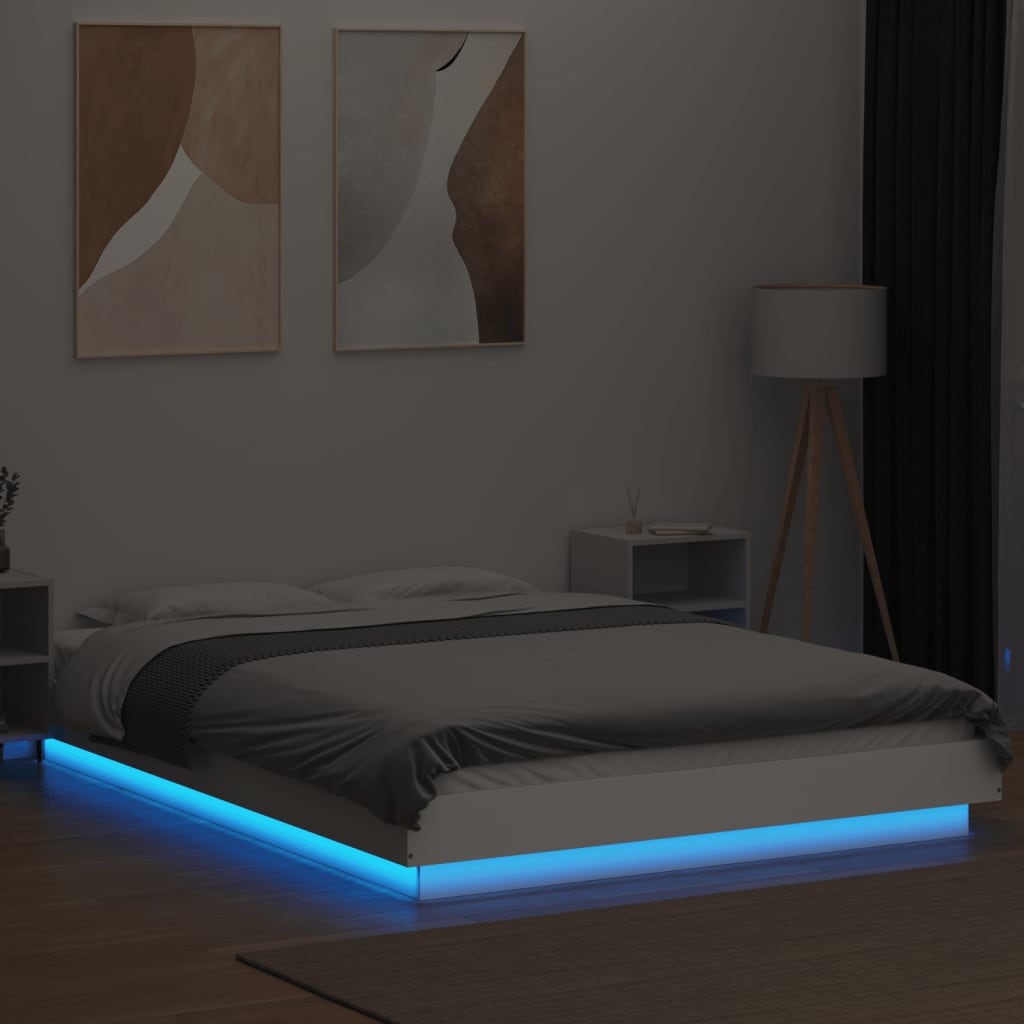 Cadre de lit avec lumières LED sans matelas blanc 120x190 cm