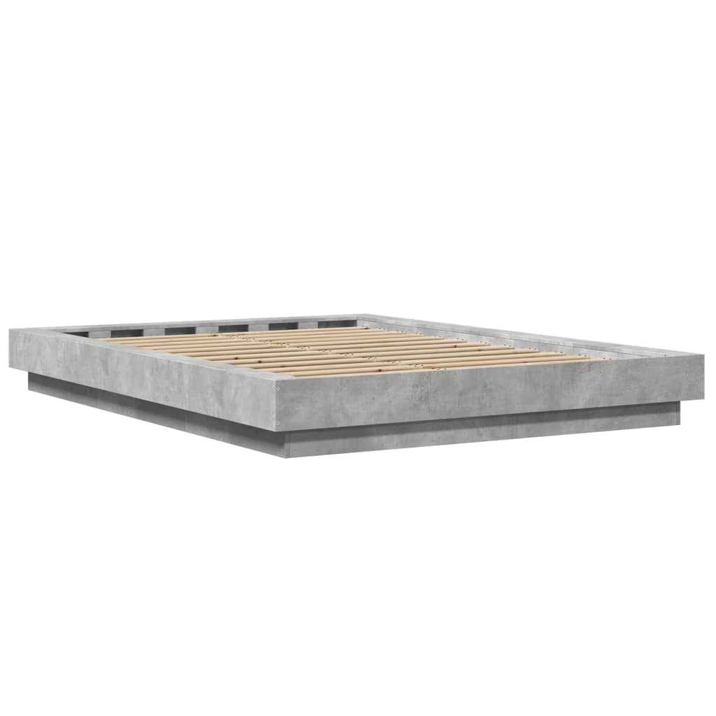 Cadre de lit et lumières LED sans matelas gris béton 120x190cm