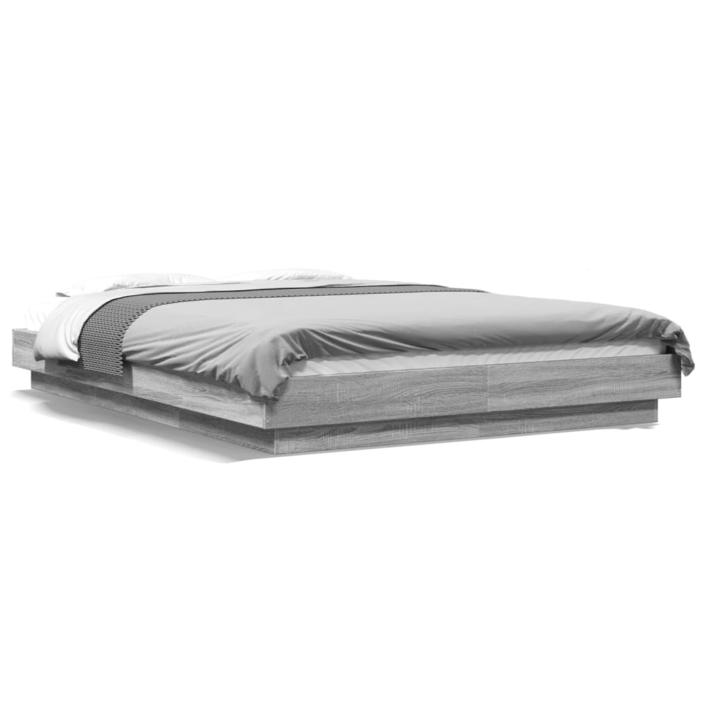 Cadre de lit et lumières LED sans matelas sonoma gris 120x190cm