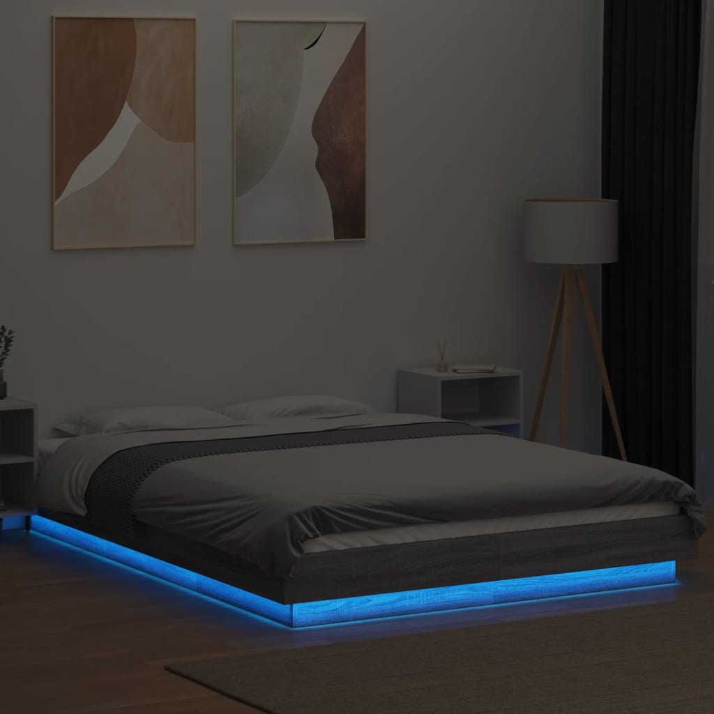 Cadre de lit et lumières LED sans matelas sonoma gris 120x190cm