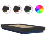 Cadre de lit avec lumières LED sans matelas noir 90x190 cm