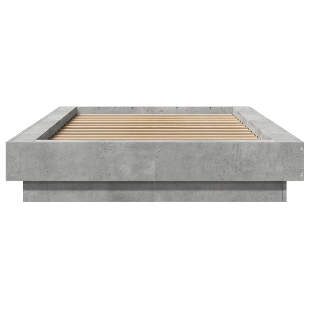 Cadre de lit et lumières LED sans matelas gris béton 90x190 cm