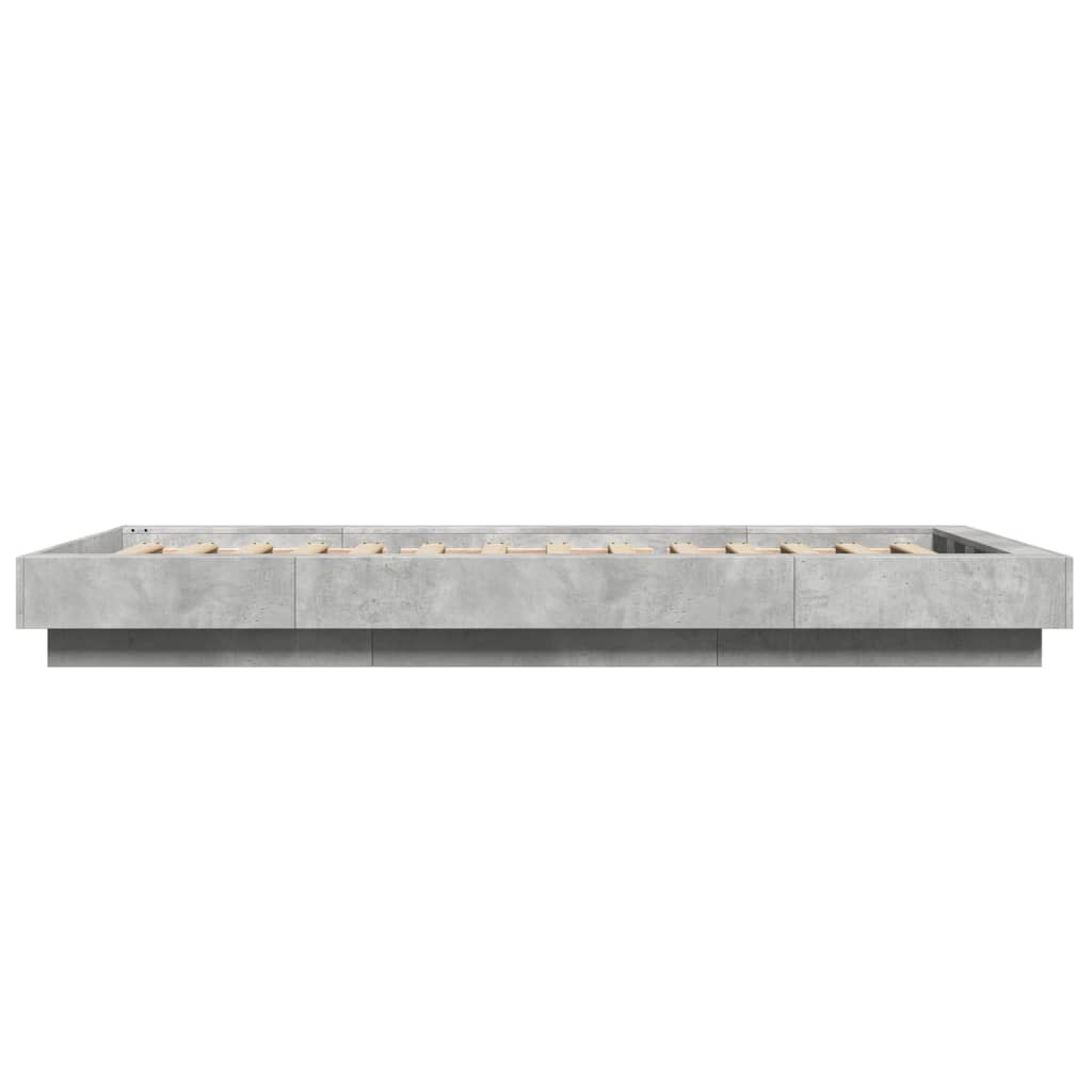 Cadre de lit et lumières LED sans matelas gris béton 90x190 cm