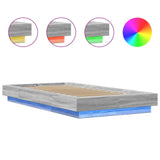 Cadre de lit et lumières LED sans matelas sonoma gris 90x190 cm