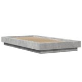 Cadre de lit et lumières LED sans matelas gris béton 75x190 cm