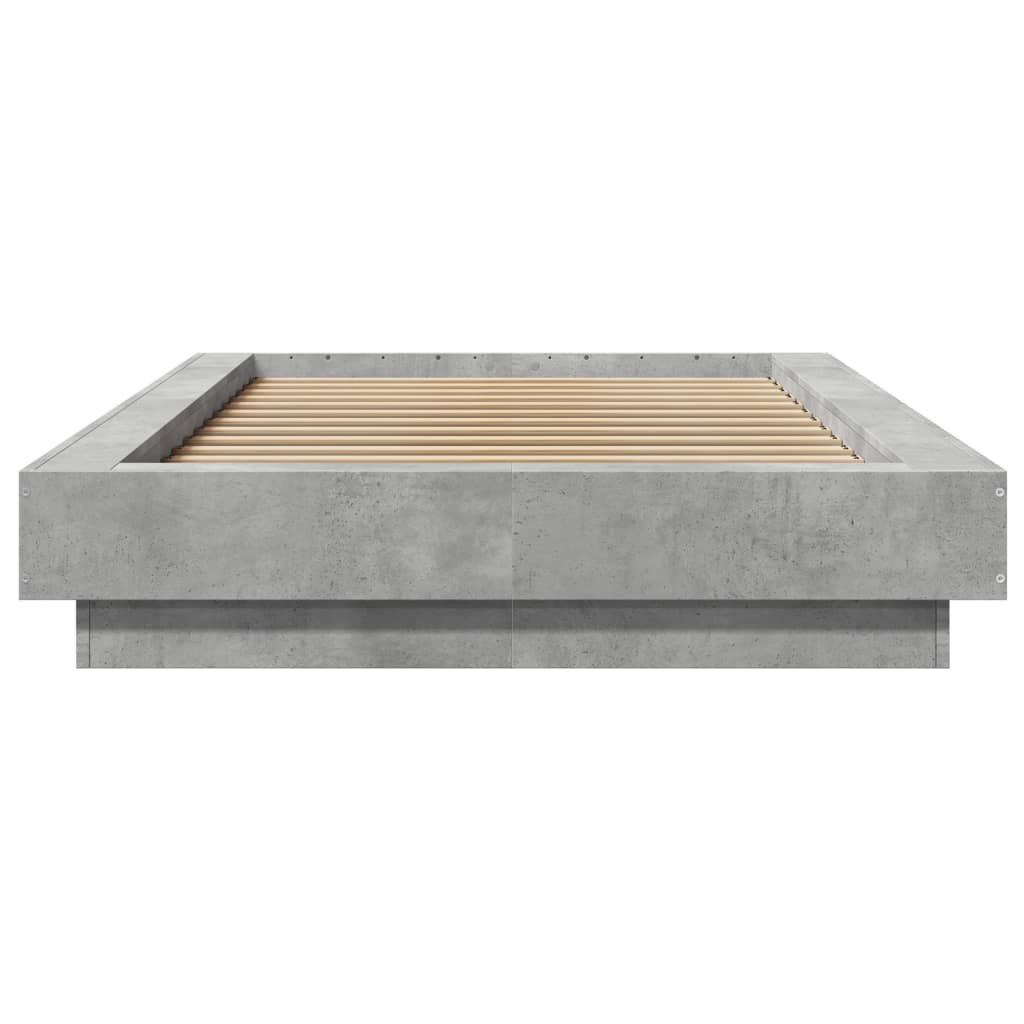 Cadre de lit et lumières LED sans matelas gris béton 75x190 cm