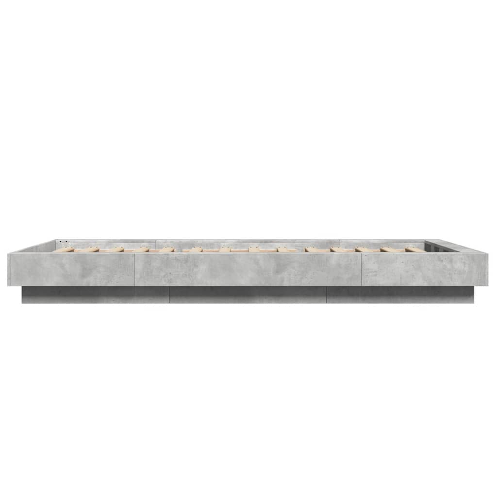 Cadre de lit et lumières LED sans matelas gris béton 75x190 cm