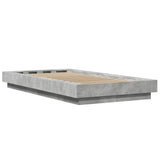 Cadre de lit et lumières LED sans matelas gris béton 75x190 cm