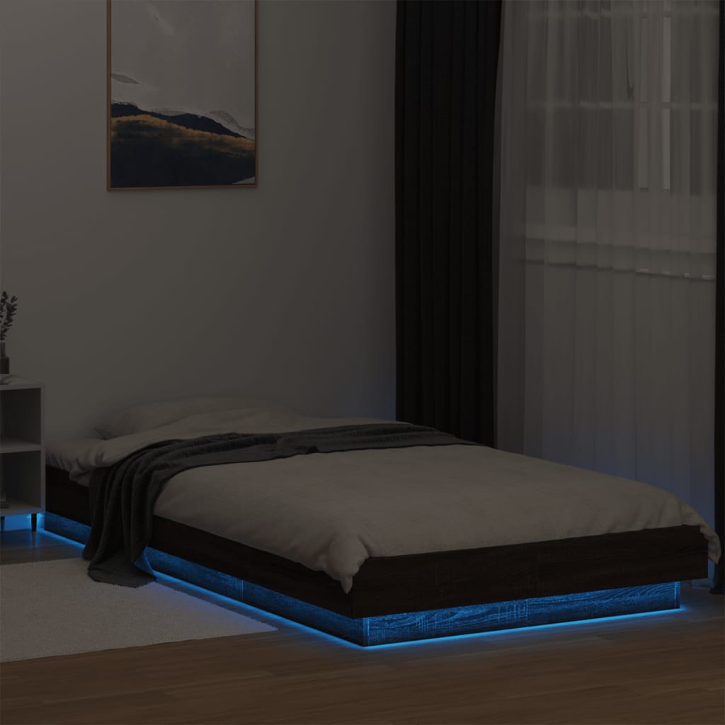 Cadre de lit avec lumières LED sans matelas 75x190 cm