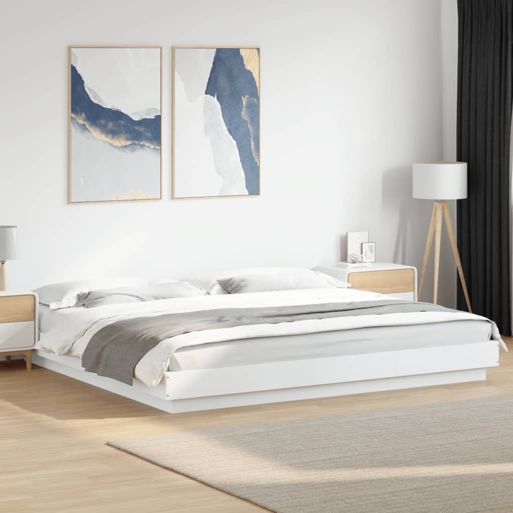 Cadre de lit sans matelas blanc 200x200 cm