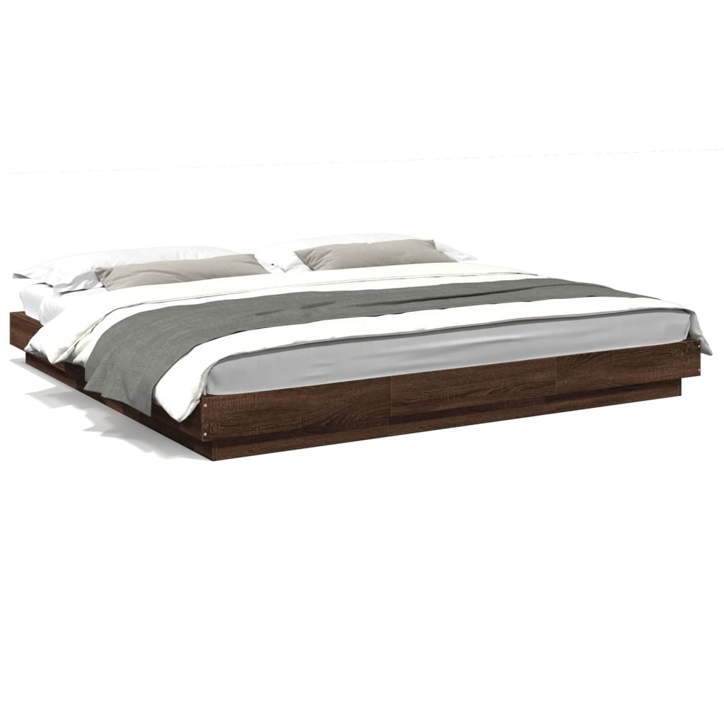 Bed frame without mattress brown oak 200x200 cm