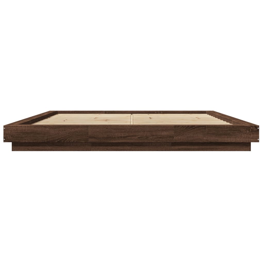 Bed frame without mattress brown oak 200x200 cm