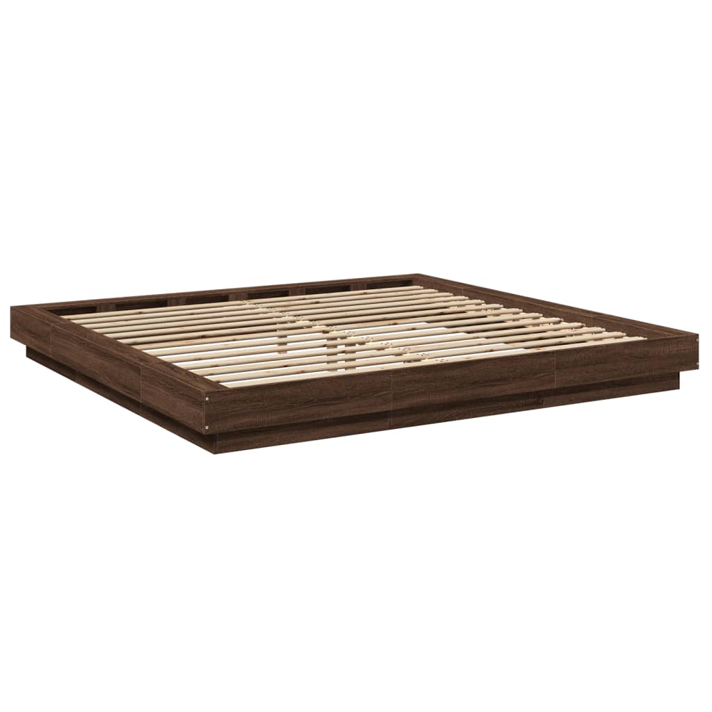 Bed frame without mattress brown oak 200x200 cm