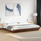 Bed frame without mattress brown oak 200x200 cm