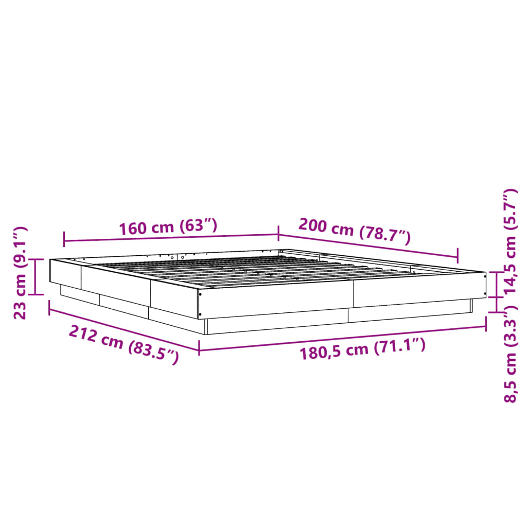 Cadre de lit sans matelas blanc 160x200 cm