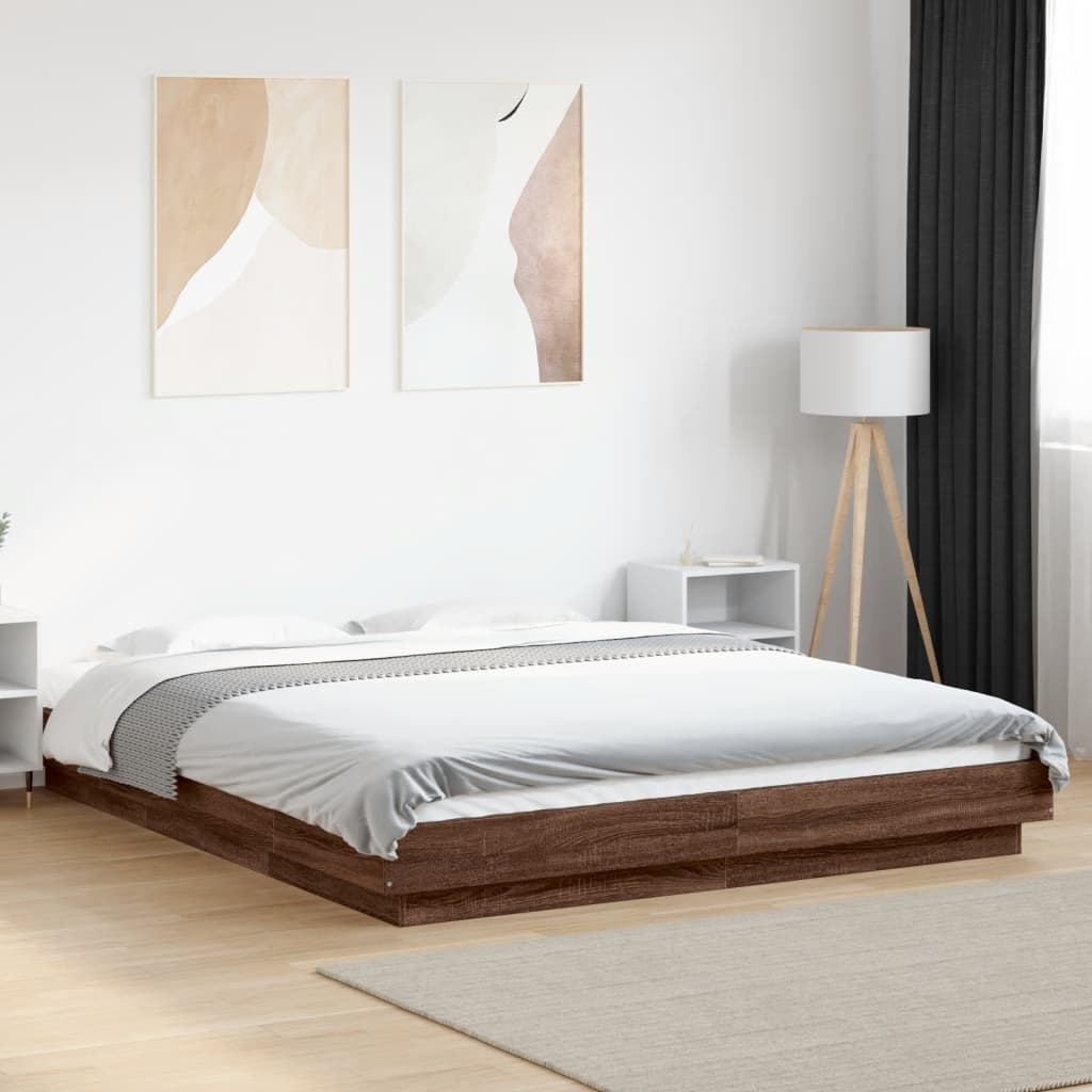 Cadre de lit sans matelas chêne marron 150x200 cm