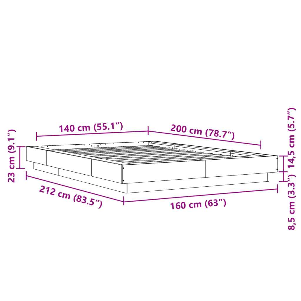 Cadre de lit sans matelas blanc 140x200 cm