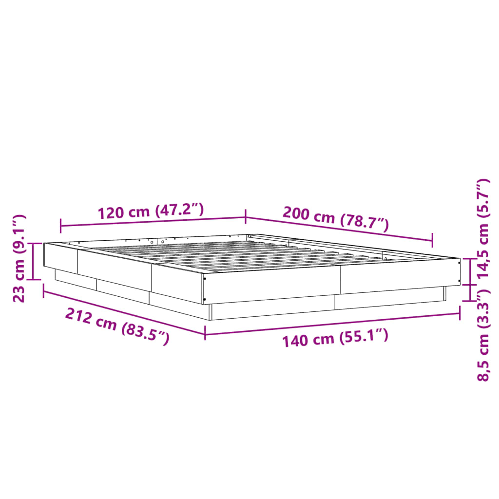 Cadre de lit sans matelas blanc 120x200 cm