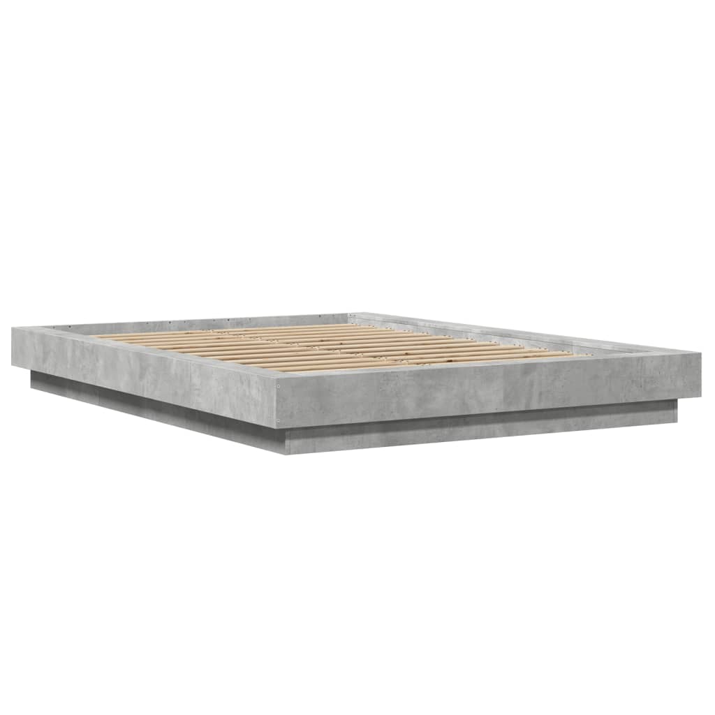 Cadre de lit sans matelas gris béton 140x190 cm