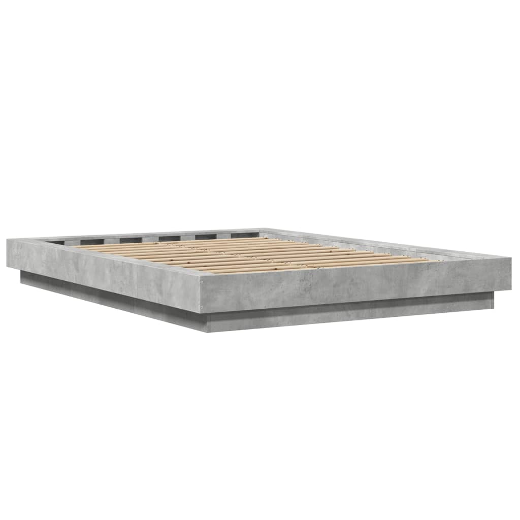 Cadre de lit sans matelas gris béton 140x190 cm