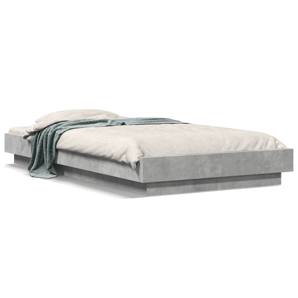 Cadre de lit sans matelas gris béton 75x190 cm