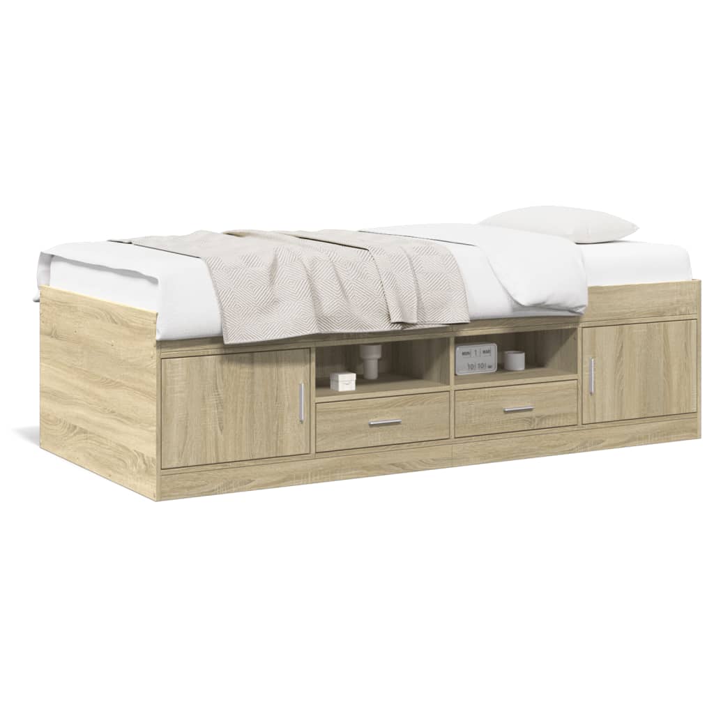 Day bed with drawers without mattress sonoma oak 100x200 cm